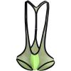 JEsilunmaMY Stretch Mesh Bodysuit for Men Wrestling Singlet Leotard Breathable Underwear Low Rise Briefs Suspender Jumpsuit (Green,One Size) view 1