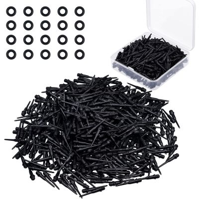 Sotiff 600 Pieces 2ba Thread Plastic Dart Tips Points and 600 Pieces Soft Rubber O Ring with a Storage Box for Dart Shaft Part Replacement(Classic,Black)