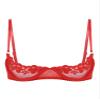 Alvivi Womens Sheer Floral Lace Underwired Bra Sexy Half Cup Unlined Brassiere Lingerie Underwear Red Small view 1