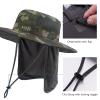 BASSDASH UPF 50+ Sun Fishing Hat Water Resistant with Detachable Neck Flap Army Green Camo view 4