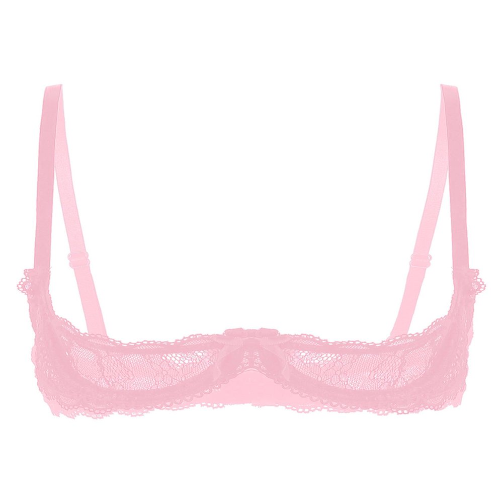 Alvivi Womens Sheer Floral Lace Underwired Bras Adjustable Strap Unlined Brassiere Underwear Dusty Pink 3X-Large