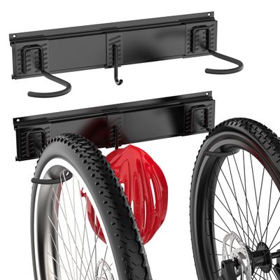 Ultrawall Bike Rack, Garage Bike Rack Wall Mount for 2 Bicycle and 1 Helmet, Heavy Duty Bike Storage for Home Space Saving Holds Up to 100lbs