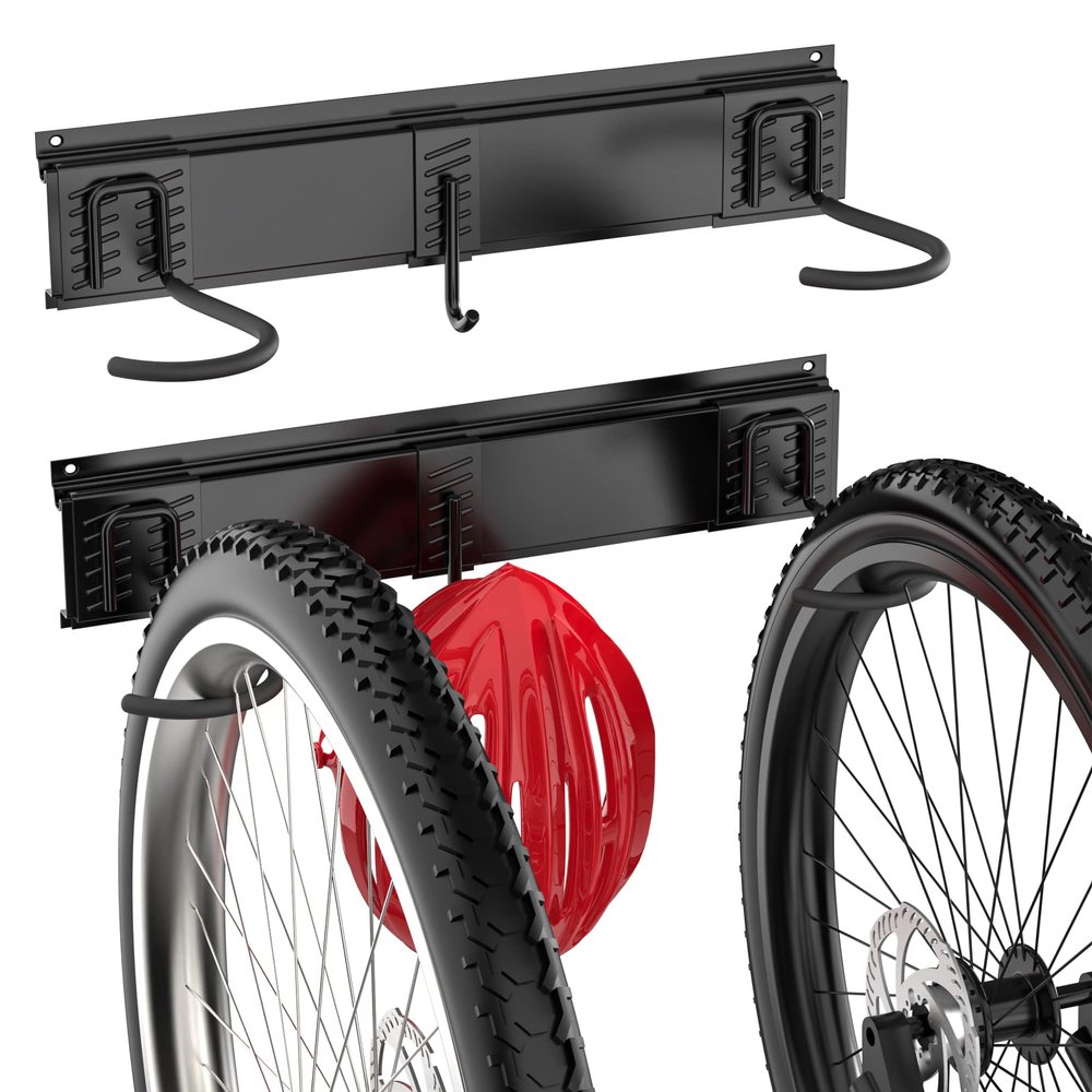 Ultrawall Bike Rack, Garage Bike Rack Wall Mount for 2 Bicycle and 1 Helmet, Heavy Duty Bike Storage for Home Space Saving Holds Up to 100lbs