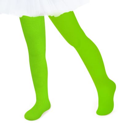 qikqik Lime Green Tights for Girls 4-6 Halloween Witch Tights Neon Green