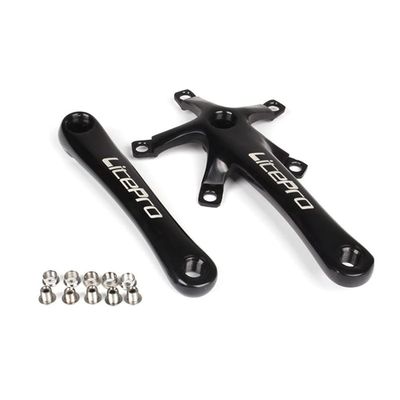 catazer Ultra-Light Bicycle Square Crank, 170mm Aluminum 130mm BCD for Single Speed Folding Bike BMX (Black)
