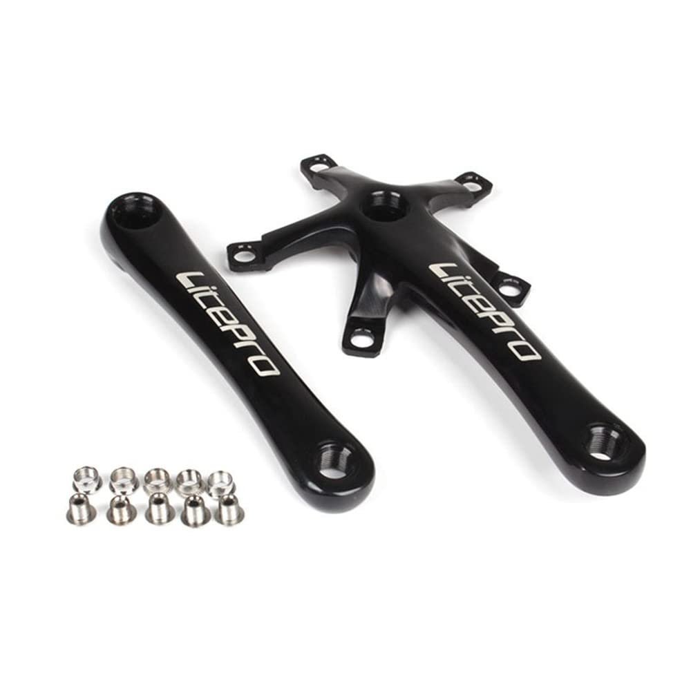 catazer Ultra-Light Bicycle Square Crank, 170mm Aluminum 130mm BCD for Single Speed Folding Bike BMX (Black)