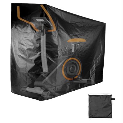 QWORK Exercise Bike Cover, Upright Outdoor Waterproof UV Dust Wind Bicycle Storage for Most Fitness Stationary Bikes, Premium Sport Training Bike (Black)