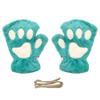 Magik Cat Claw Bear Paw Gloves Women Warm Plush Faux Fur Cosplay Fingerless Mittens (2 Pairs, Peacock Blue) view 1