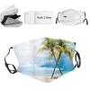 VeJerKK Hawaiian Fashion Face mask Palm Trees and Sandy Beach Under Sky,Reusable Face Mask Balaclava Washable Outdoor Nose Mouth Cover for Men Women,Green Blue view 1