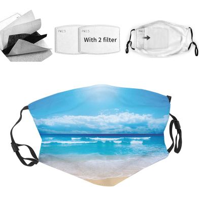 VeJerKK Beach Fashion Face mask Beach and The Cloudy Sky in Summer,Reusable Face Mask Balaclava Washable Outdoor Nose Mouth Cover for Men Women,Sand Brown Blue