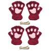 Magik Cat Claw Bear Paw Gloves Women Warm Plush Faux Fur Cosplay Fingerless Mittens (2 Pairs, Burgundy) view 1