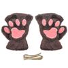 Magik Cat Claw Bear Paw Gloves Women Warm Plush Faux Fur Cosplay Fingerless Mittens (2 Pairs, Dark Coffee) view 1
