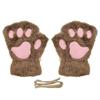 Magik Cat Claw Bear Paw Gloves Women Warm Plush Faux Fur Cosplay Fingerless Mittens (2 Pairs, Khaki) view 1