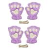 Magik Cat Claw Bear Paw Gloves Women Warm Plush Faux Fur Cosplay Fingerless Mittens (2 Pairs, Purple) view 1