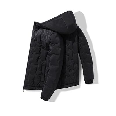 Bestgift Men's Winter Down Padded Jacket Winter Coat Hooded Padded Jacket Black 4XL
