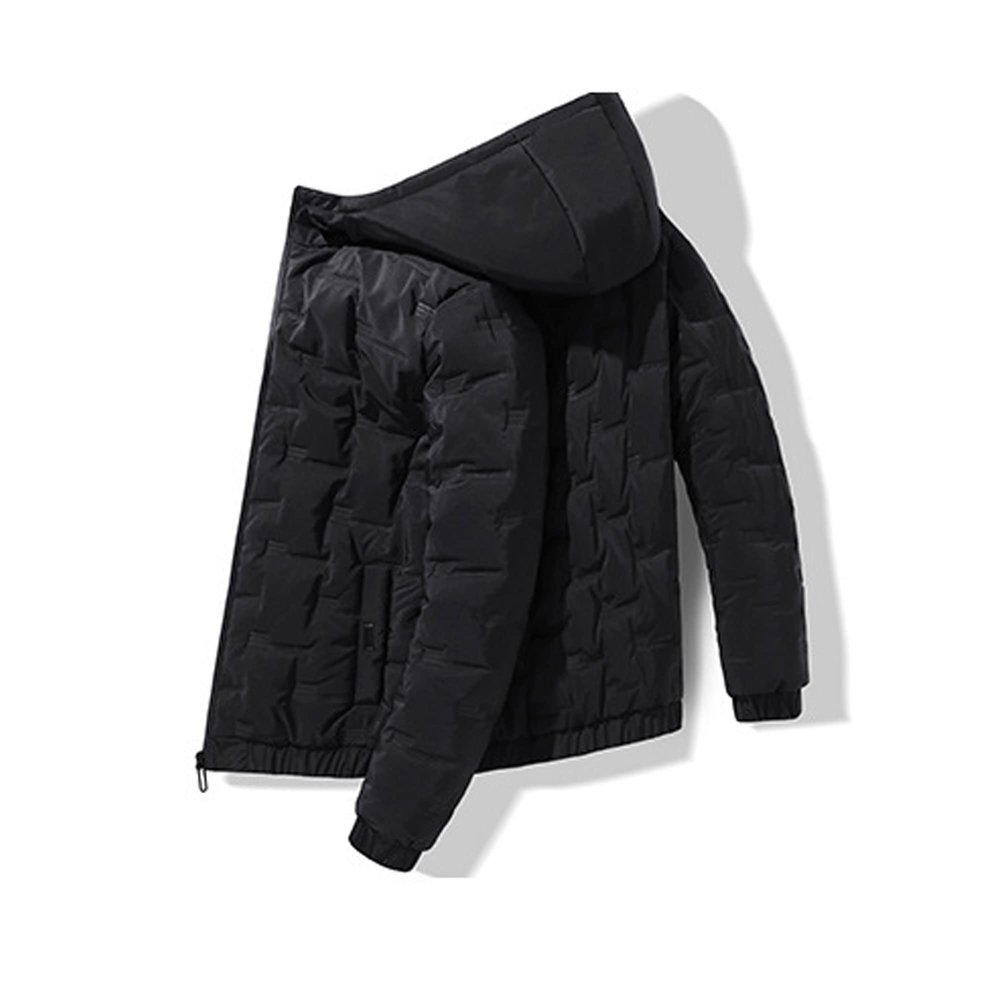 Bestgift Men's Winter Down Padded Jacket Winter Coat Hooded Padded Jacket Black 4XL