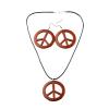 Colorful Love Peace Sign Necklace Set Symbol Pendant Long Hippie Halloween Rainbow for Women Men 1960s 1970s Party Hipster Accessories-Brown view 1