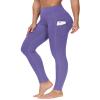 THE GYM PEOPLE Thick High Waist Yoga Pants with Pockets, Tummy Control Workout Running Yoga Leggings for Women (Large, Bright Purple) view 1