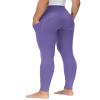 THE GYM PEOPLE Thick High Waist Yoga Pants with Pockets, Tummy Control Workout Running Yoga Leggings for Women (Large, Bright Purple) view 2