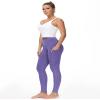 THE GYM PEOPLE Thick High Waist Yoga Pants with Pockets, Tummy Control Workout Running Yoga Leggings for Women (Large, Bright Purple) view 3