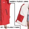 Hiturbo Warm Kids Swim Parka: Waterproof Changing Robe - Oversize Swimming Coat - Hooded Surf Poncho - Sherpa Fleece Lining (Red) view 3