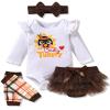 fioukiay 3 Months Baby Girls Thanksgiving Clothes Infant Baby Girls My First Thanksgiving Outfits Clothing Set (White, 0-3 Months) view 1