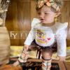 fioukiay 3 Months Baby Girls Thanksgiving Clothes Infant Baby Girls My First Thanksgiving Outfits Clothing Set (White, 0-3 Months) view 4