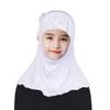 Girl Muslim Turban One Piece Floral Hijab Modest Fashion Al Amira Islamic Long Shawl Head Wrap Arab Kid Sequin Headwear Scarf White, 4-8 Years view 3