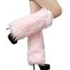 Altsuceser Fuzzy Faux Fur Leg Warmers for Women, Long Boots Shoes Cuff Cover, Knee-length Hipster Warm Sock Pink 30cm view 1