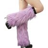 Altsuceser Fuzzy Faux Fur Leg Warmers for Women, Long Boots Shoes Cuff Cover, Knee-length Hipster Warm Sock Purple 30cm view 1