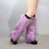 Altsuceser Fuzzy Faux Fur Leg Warmers for Women, Long Boots Shoes Cuff Cover, Knee-length Hipster Warm Sock Purple 30cm view 3