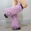 Altsuceser Fuzzy Faux Fur Leg Warmers for Women, Long Boots Shoes Cuff Cover, Knee-length Hipster Warm Sock Purple 30cm view 4