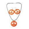 Colorful Love Peace Sign Necklace Set Symbol Pendant Long Hippie Halloween Rainbow for Women Men 1960s 1970s Party Hipster Accessories-Orange view 1