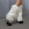 Altsuceser Fuzzy Faux Fur Leg Warmers for Women, Long Boots Shoes Cuff Cover, Knee-length Hipster Warm Sock White 30cm view 3