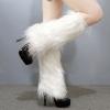 Altsuceser Fuzzy Faux Fur Leg Warmers for Women, Long Boots Shoes Cuff Cover, Knee-length Hipster Warm Sock White 30cm view 4