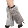 Altsuceser Fuzzy Faux Fur Leg Warmers for Women, Long Boots Shoes Cuff Cover, Knee-length Hipster Warm Sock Grey 30cm view 1