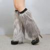Altsuceser Fuzzy Faux Fur Leg Warmers for Women, Long Boots Shoes Cuff Cover, Knee-length Hipster Warm Sock Grey 30cm view 4