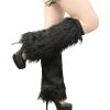 Altsuceser Fuzzy Faux Fur Leg Warmers for Women, Long Boots Shoes Cuff Cover, Knee-length Hipster Warm Sock Black 30cm view 1