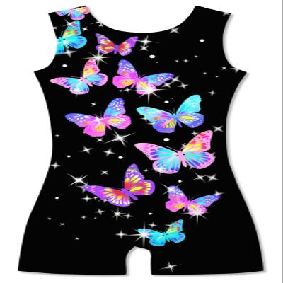TUONROAD Gymnastics Leotards with Shorts for Girls 9-10 Years Old Leopard Black Butterflies Bike Short