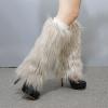 Altsuceser Fuzzy Faux Fur Leg Warmers for Women, Long Boots Shoes Cuff Cover, Knee-length Hipster Warm Sock Apricot 30cm view 2