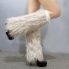Altsuceser Fuzzy Faux Fur Leg Warmers for Women, Long Boots Shoes Cuff Cover, Knee-length Hipster Warm Sock Apricot 30cm view 3