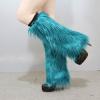 Altsuceser Fuzzy Faux Fur Leg Warmers for Women, Long Boots Shoes Cuff Cover, Knee-length Hipster Warm Sock Lake Blue 30cm view 3