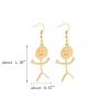 COLORFUL BLING Set Funny Doodle Smile Face Necklace Earrings Chain Link Pendant Necklace Drop Dangle Earrings for Women Men Jewelry Gifts Unique Handmade Aesthetic Trendy Simple-Gold Set view 3