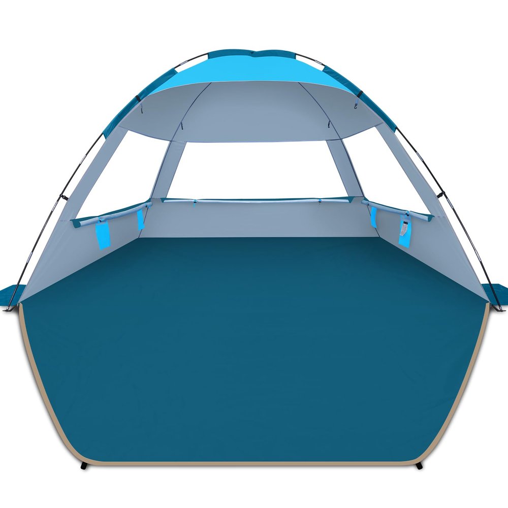 COMMOUDS Beach Tent Sun Shade for 3/4-5/6-7/8-10 Person, UPF 50+ Beach Sun Shelter Canopy Tent, Lightweight, Easy Set Up and Carry