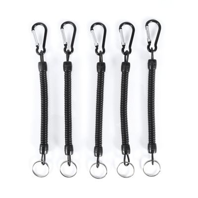 Fishing Tools Lanyard,5Pcs Fishing Elastic Lanyards,Retractable Fishing Lanyard Tether with Carabiner for Pliers,Elastic Fishing Rope,Coiled Lanyard for Fishing Rods(Black), 5Pcs Fishing Elastic