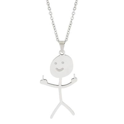 COLORFUL BLING Set Funny Doodle Smile Face Necklace Earrings Chain Link Pendant Necklace Drop Dangle Earrings for Women Men Jewelry Gifts Unique Handmade Aesthetic Trendy Simple-Silver