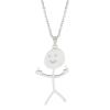 COLORFUL BLING Set Funny Doodle Smile Face Necklace Earrings Chain Link Pendant Necklace Drop Dangle Earrings for Women Men Jewelry Gifts Unique Handmade Aesthetic Trendy Simple-Silver view 1