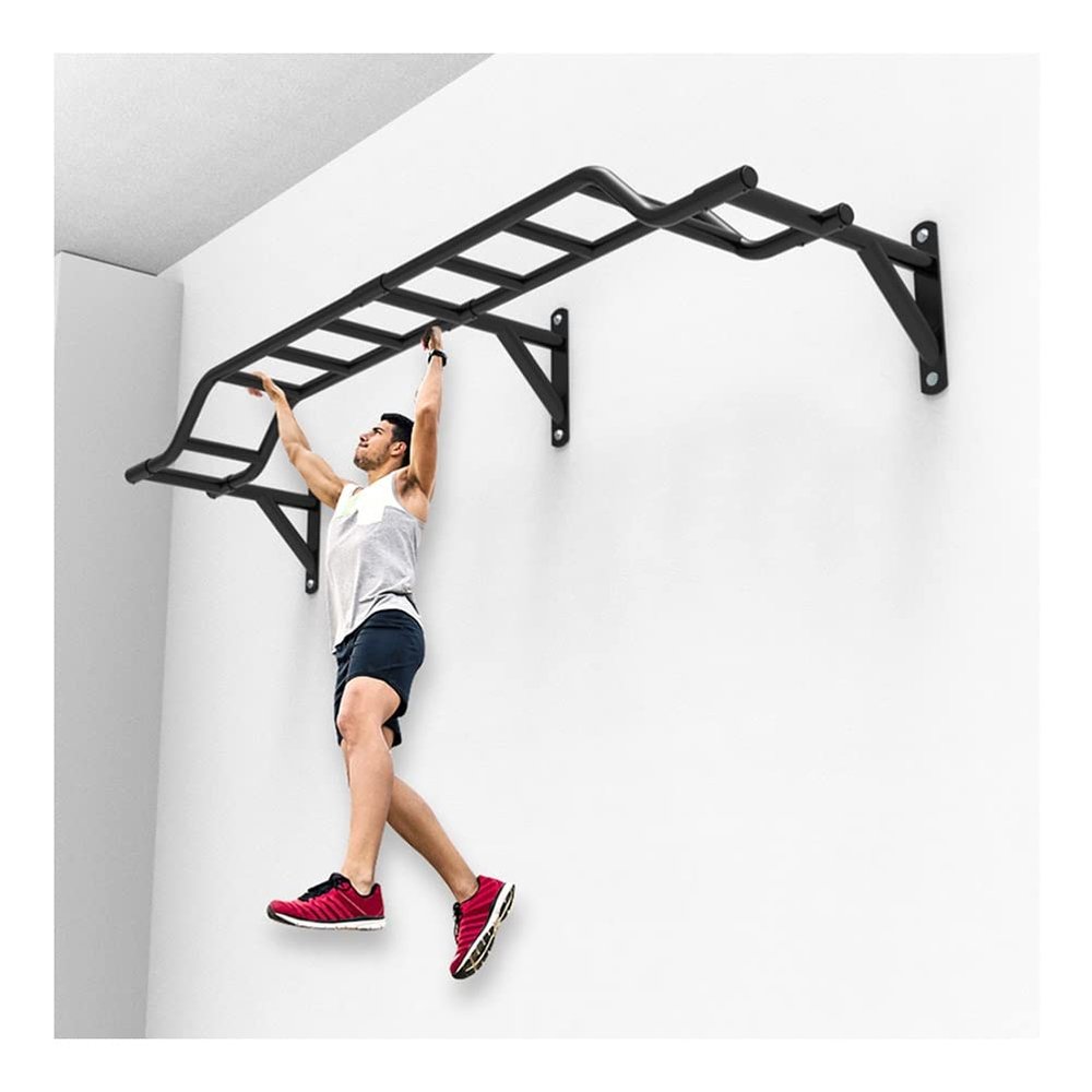 Wall Mounted Pull Up Bar, Length 2M Steel Climbing Frame Fitness Pole, for Arm/Core/Upper Body Strength Training, Load 300kg