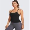 CRZ YOGA Butterluxe Racerback Tank Tops for Women - Scoop Neck Spaghetti Strap Padded Workout Camisole with Built in Bra Black X-Large view 2