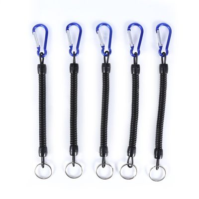 Fishing Tools Lanyard,5Pcs Fishing Elastic Lanyards,Retractable Fishing Lanyard Tether with Carabiner for Pliers,Elastic Fishing Rope,Coiled Lanyard for Fishing Rods(Blue), 5Pcs Fishing Elastic L